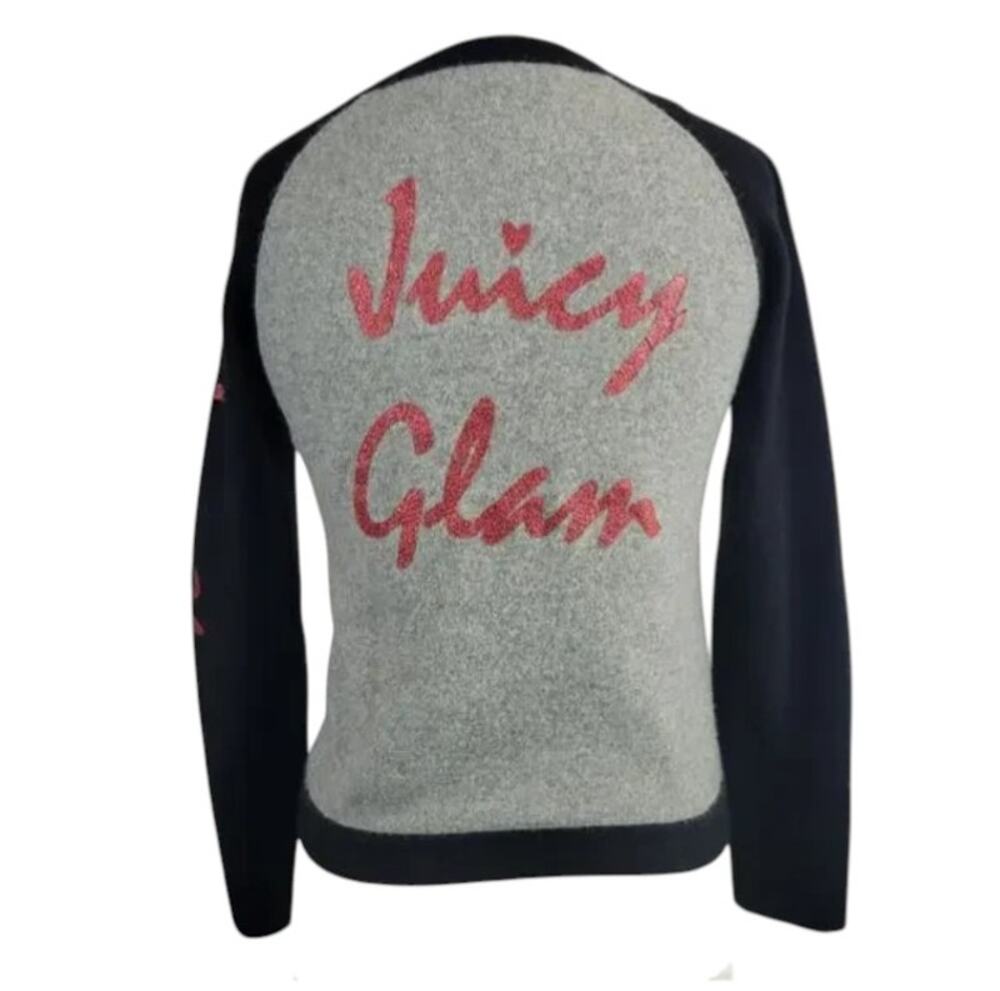 Juicy Couture Juicy Glam Cashmere Varsity Cardigan Vintage Y2K Grey Small